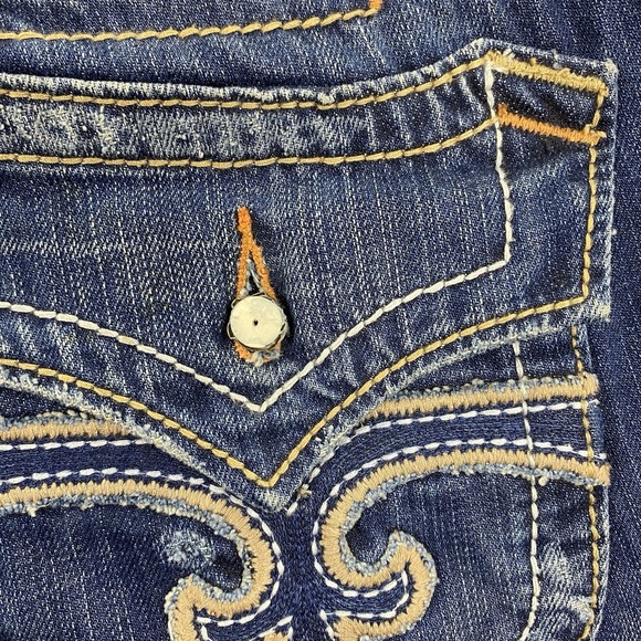 Rock Revival Jeans Mens 36 Blue Denim Pant Paul Straight Flap Pockets Distressed - Picture 7 of 16